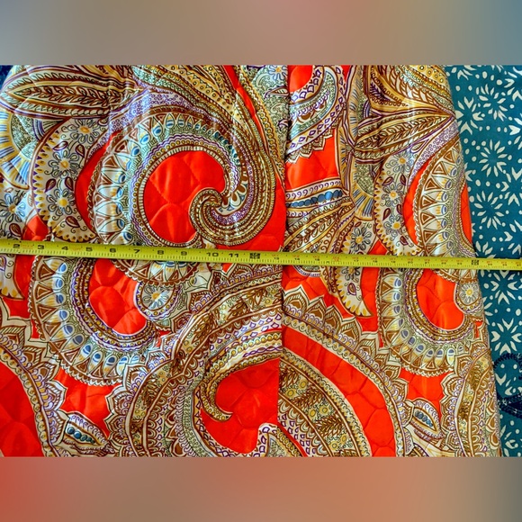 NWT! VTG 70s Maxi Skirt Attached Shorts Hot Pants Quilted Orange Psychedelic - Picture 8 of 14